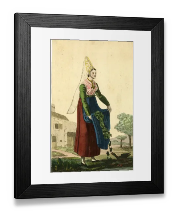 Framed Print : Costumes of Europe, Young Lady of Martin-Eglise near Dieppe Framed Print : Costumes of Europe, Young Lady of Martin-Eglise near Dieppe