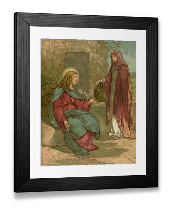 Framed Print : Biblical Tales by John Lawson, Jesus and woman Framed Print : Biblical Tales by John Lawson, Jesus and woman
