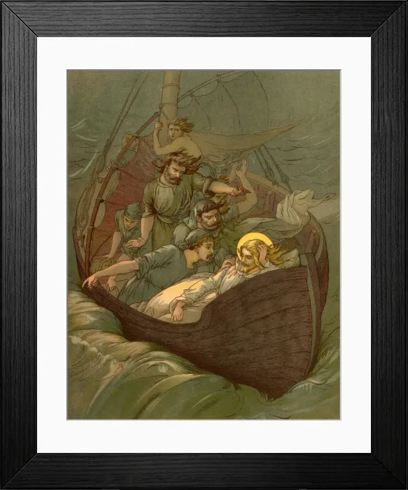 Framed Print : Biblical Tales by John Lawson, Jesus in storm Framed Print : Biblical Tales by John Lawson, Jesus in storm