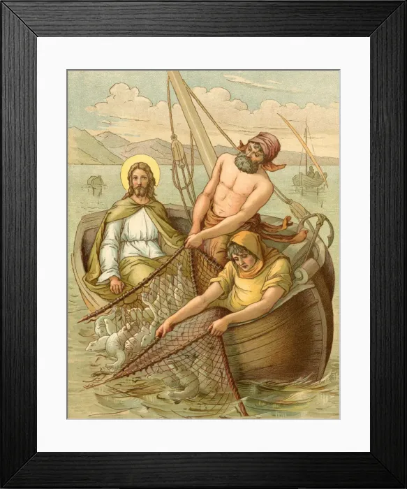 Framed Print : Biblical Tales by John Lawson, Jesus with the Fishermen Framed Print : Biblical Tales by John Lawson, Jesus with the Fishermen