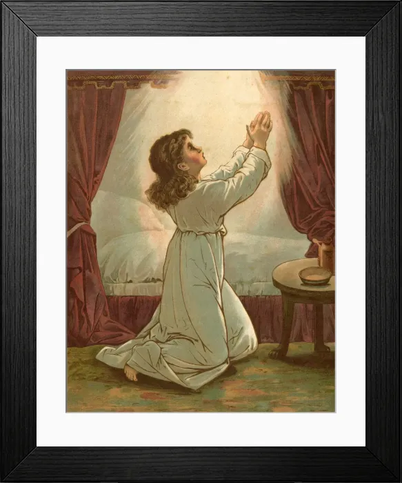 Framed Print : Biblical Tales by John Lawson, Child Praying Framed Print : Biblical Tales by John Lawson, Child Praying