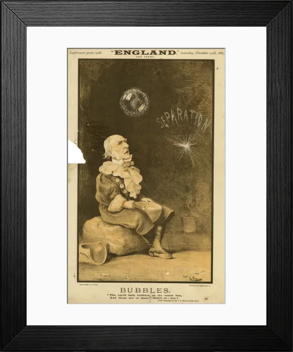 Framed Print : Cartoon of W E Gladstone as Bubbles Framed Print : Cartoon of W E Gladstone as Bubbles