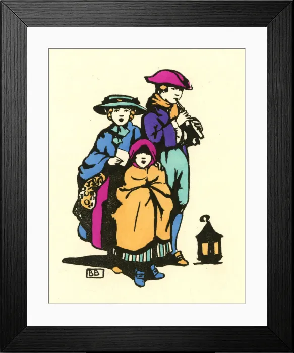 Framed Print : Christmas card, people singing Christmas carols Framed Print : Christmas card, people singing Christmas carols