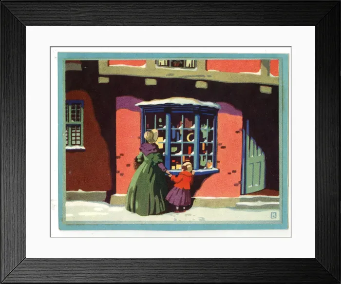 Framed Print : Christmas card, Window Shopping in the Snow Framed Print : Christmas card, Window Shopping in the Snow