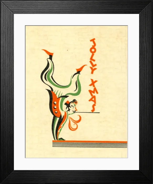 Framed Print : Christmas card with acrobat, Jolly Xmas Framed Print : Christmas card with acrobat, Jolly Xmas