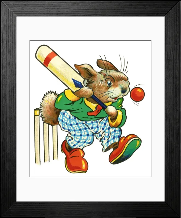 Framed Print : Cot header design, Rabbit Cricketer Framed Print : Cot header design, Rabbit Cricketer