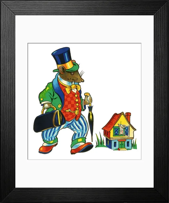 Framed Print : Cot header design, Rat Landlord and Mouse Framed Print : Cot header design, Rat Landlord and Mouse
