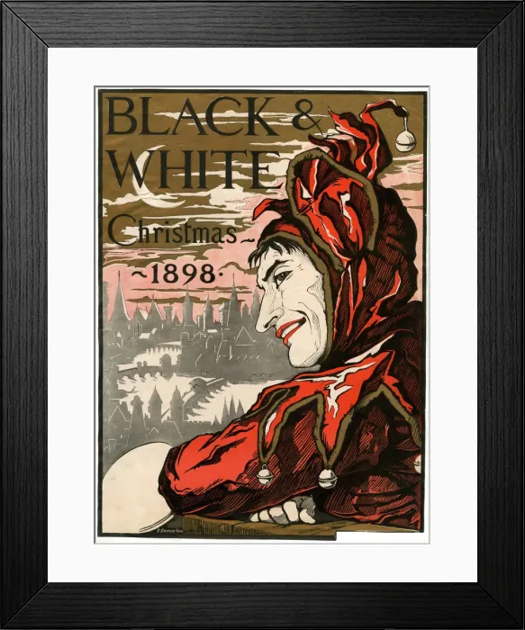 Framed Print : Cover design, Black and White magazine, Christmas 1898 Framed Print : Cover design, Black and White magazine, Christmas 1898