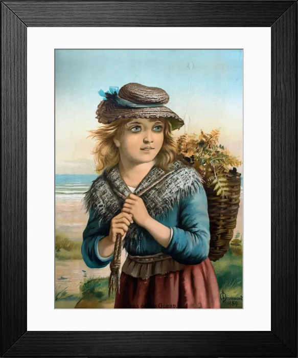 Framed Print : Gems of the Ocean - girl with basket of seaweed Framed Print : Gems of the Ocean - girl with basket of seaweed