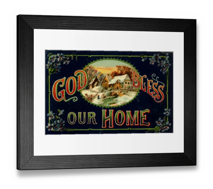 Framed Print : Christmas card, God Bless Our Home Framed Print : Christmas card, God Bless Our Home