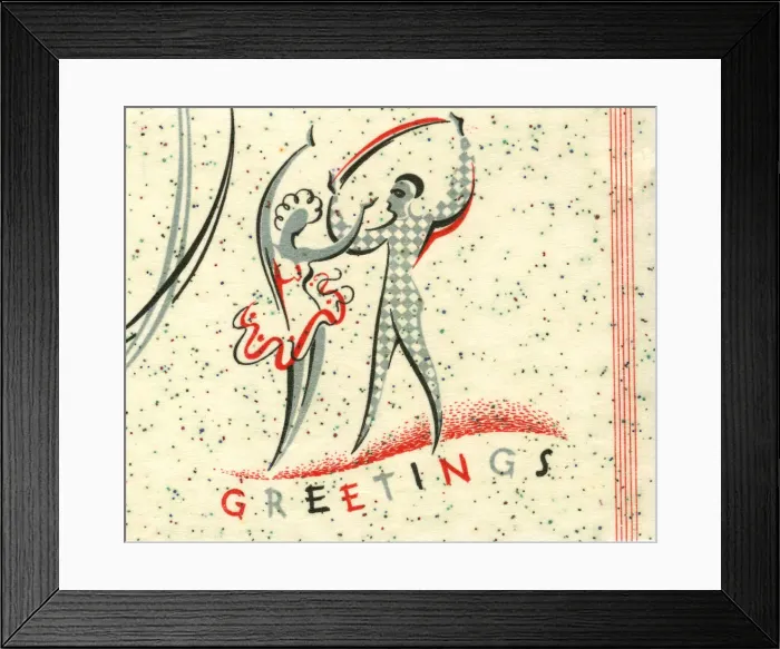 Framed Print : Greetings card, Harlequin and Ballerina Framed Print : Greetings card, Harlequin and Ballerina