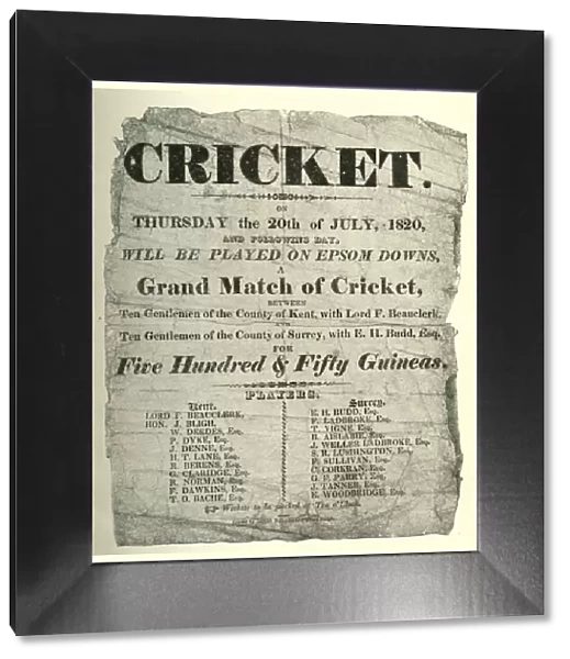 Handbill, Grand Match of Cricket Epsom Downs, Surrey