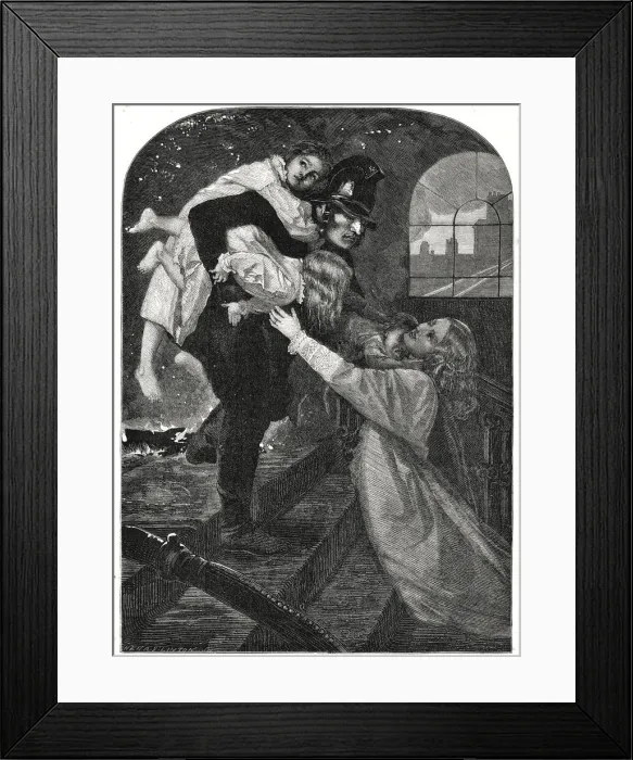 Framed Print : John Everett Millais, The Rescue Framed Print : John Everett Millais, The Rescue