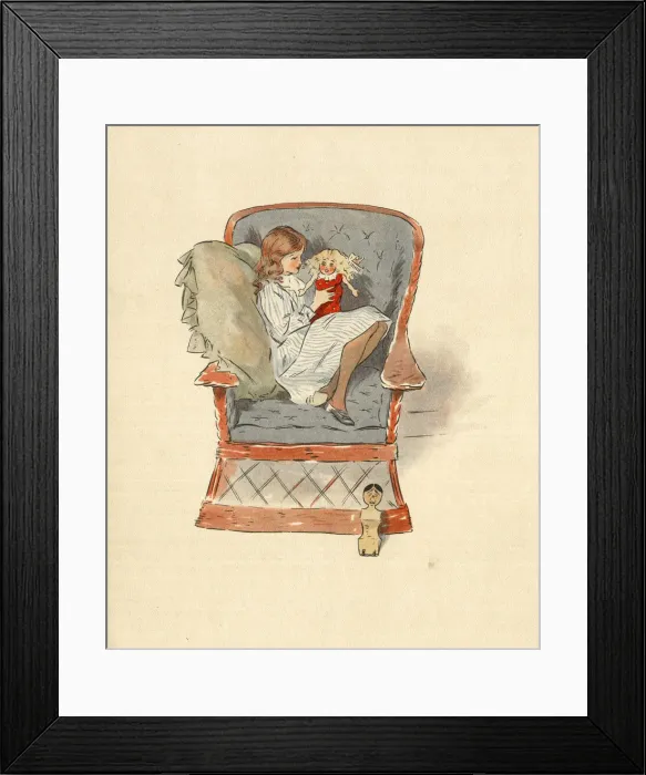 Framed Print : Jumbles by Lewis Baumer - Girl and Doll Framed Print : Jumbles by Lewis Baumer - Girl and Doll