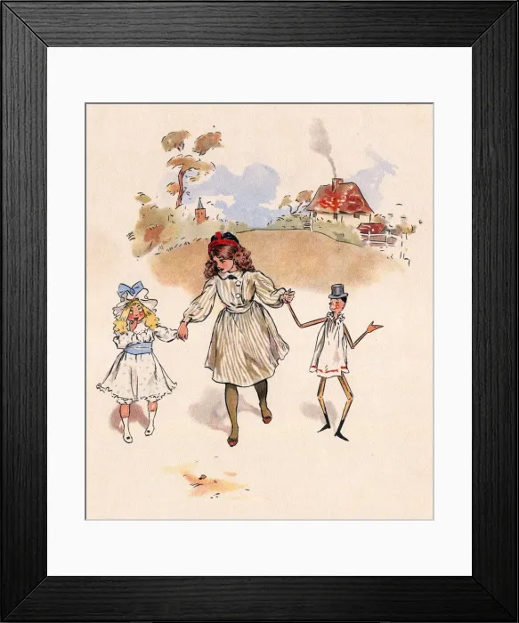 Framed Print : Jumbles by Lewis Baumer - Girl and Dolls Framed Print : Jumbles by Lewis Baumer - Girl and Dolls