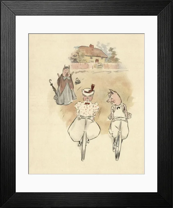 Framed Print : Jumbles by Lewis Baumer - Pigs Cycling Framed Print : Jumbles by Lewis Baumer - Pigs Cycling