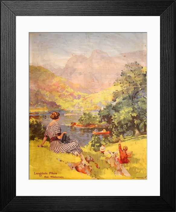 Framed Print : Kodak poster, Langdale Pikes from Windermere Framed Print : Kodak poster, Langdale Pikes from Windermere