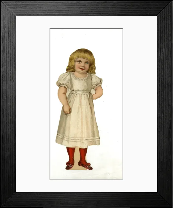 Framed Print : Paper Doll in a white dress Framed Print : Paper Doll in a white dress