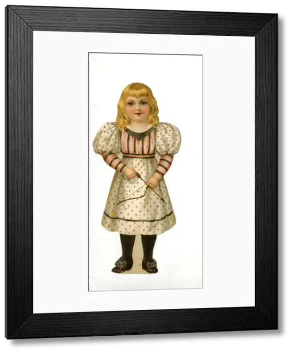Framed Print : Paper Doll in a spotted dress Framed Print : Paper Doll in a spotted dress