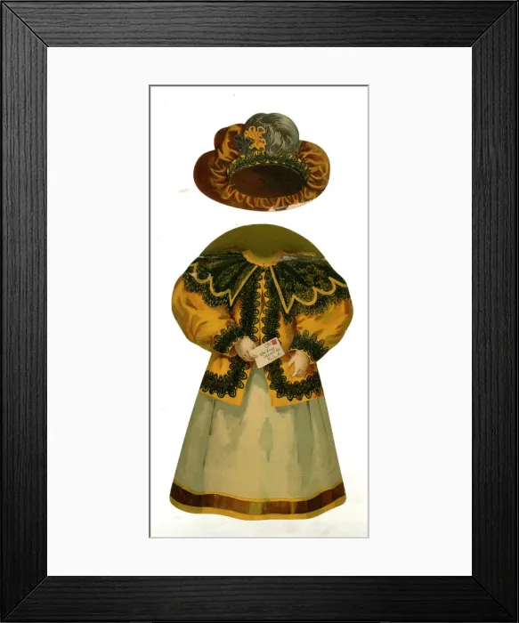 Framed Print : Paper Doll Costume - beige and orange Framed Print : Paper Doll Costume - beige and orange