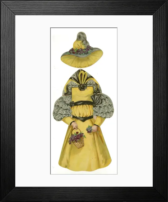 Framed Print : Paper Doll Costume - yellow and grey Framed Print : Paper Doll Costume - yellow and grey