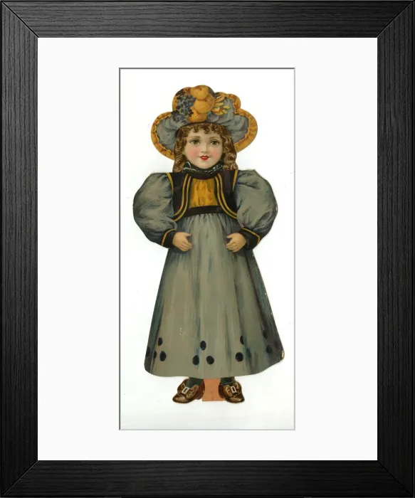 Framed Print : Paper Doll in grey costume Framed Print : Paper Doll in grey costume