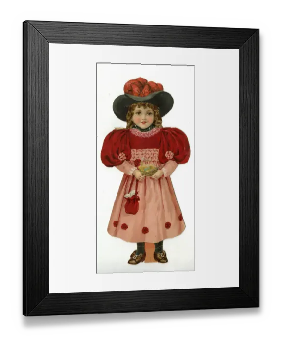 Framed Print : Paper Doll in red and pink costume Framed Print : Paper Doll in red and pink costume