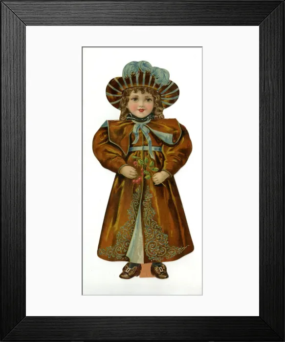Framed Print : Paper Doll in brown and gold costume Framed Print : Paper Doll in brown and gold costume