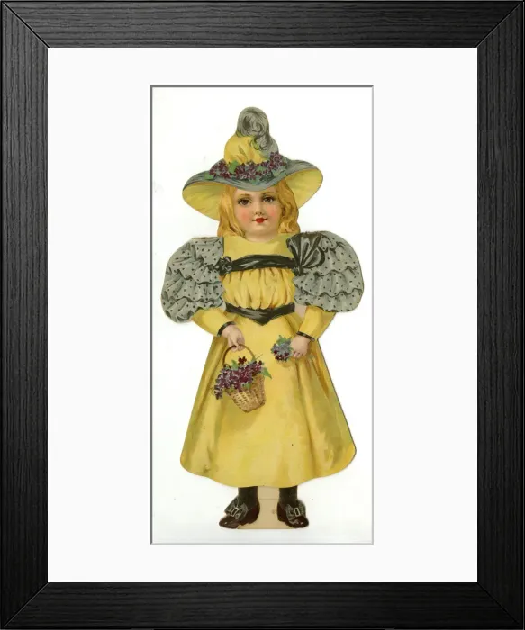 Framed Print : Paper Doll in yellow and grey costume Framed Print : Paper Doll in yellow and grey costume