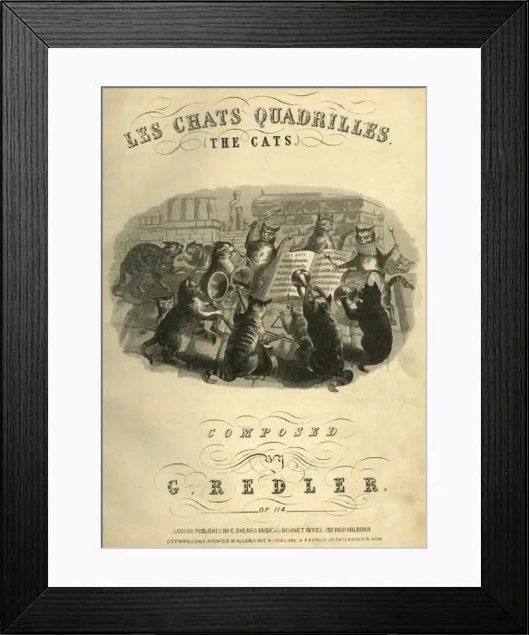 Framed Print : Music cover, Les Chats Quadrilles, The Cats Framed Print : Music cover, Les Chats Quadrilles, The Cats