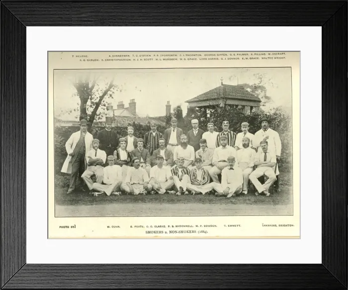 Framed Print : Smokers v Non-Smokers Cricket Teams Framed Print : Smokers v Non-Smokers Cricket Teams