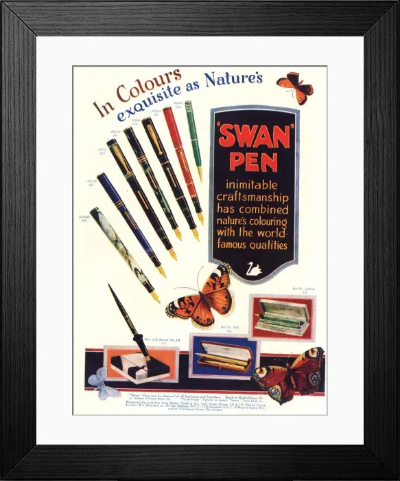 Framed Print : Advert, Swan Fountain Pen Framed Print : Advert, Swan Fountain Pen