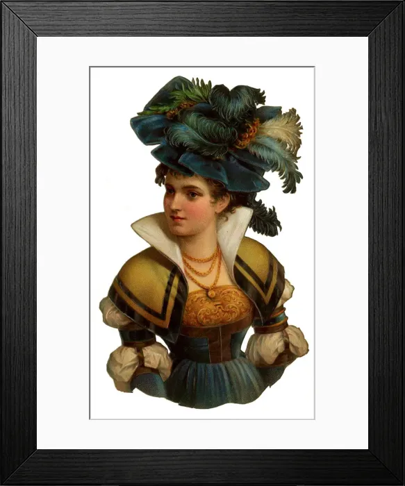 Framed Print : Victorian Scrap, woman in a large hat Framed Print : Victorian Scrap, woman in a large hat