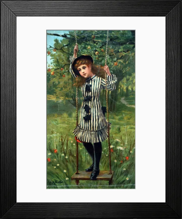 Framed Print : Little Thoughtful - girl on a swing Framed Print : Little Thoughtful - girl on a swing