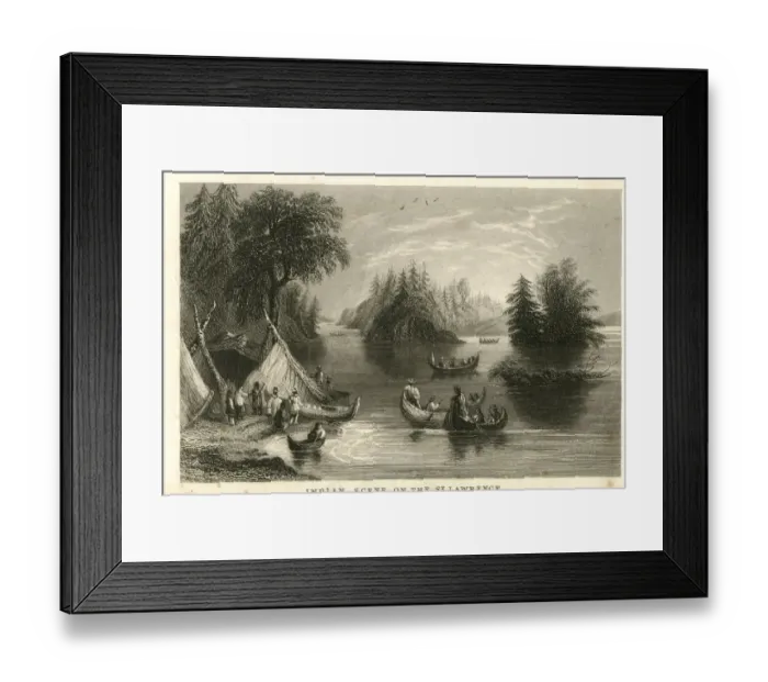 Framed Print : Native Americans on the St Lawrence River Framed Print : Native Americans on the St Lawrence River