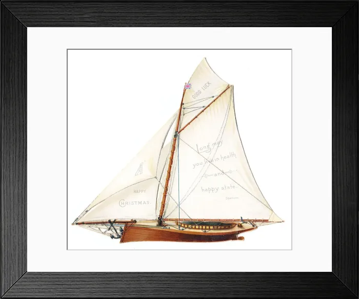 Framed Print : Christmas card in the shape of a sailing boat Framed Print : Christmas card in the shape of a sailing boat