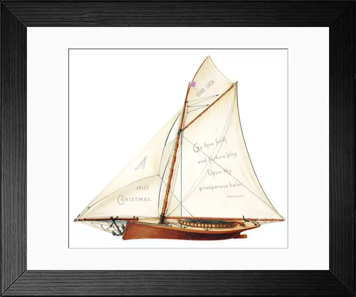 Framed Print : Christmas card in the shape of a sailing boat Framed Print : Christmas card in the shape of a sailing boat