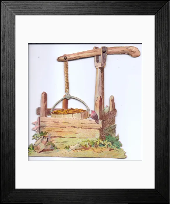 Framed Print : Greetings card in the shape of a well Framed Print : Greetings card in the shape of a well