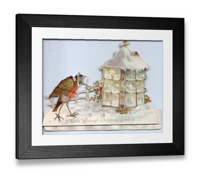 Framed Print : Cutout Christmas card with bird and lantern Framed Print : Cutout Christmas card with bird and lantern