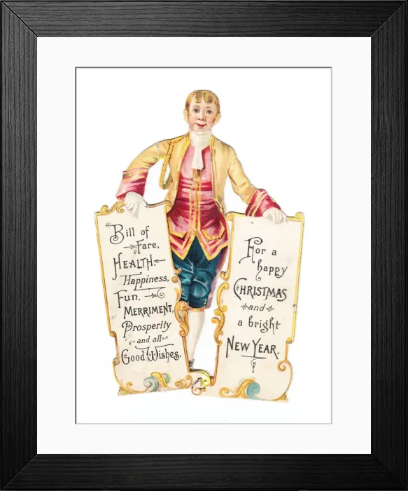 Framed Print : Footman on a cutout Christmas and New Year card Framed Print : Footman on a cutout Christmas and New Year card