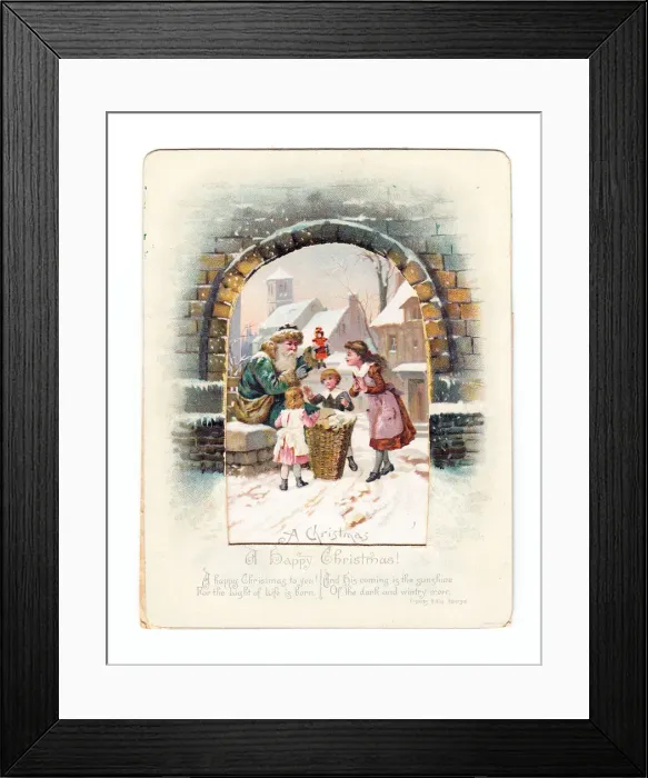 Framed Print : Snow scene with Santa Claus on a Christmas card Framed Print : Snow scene with Santa Claus on a Christmas card
