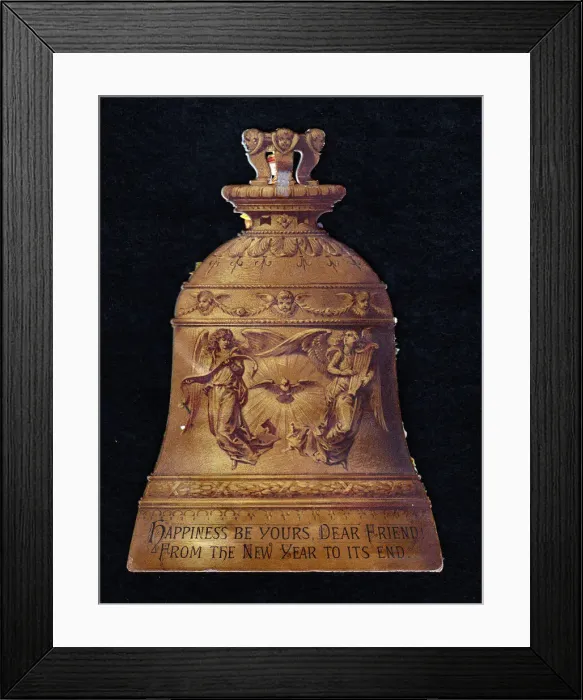 Framed Print : New Year card in the shape of a bell Framed Print : New Year card in the shape of a bell