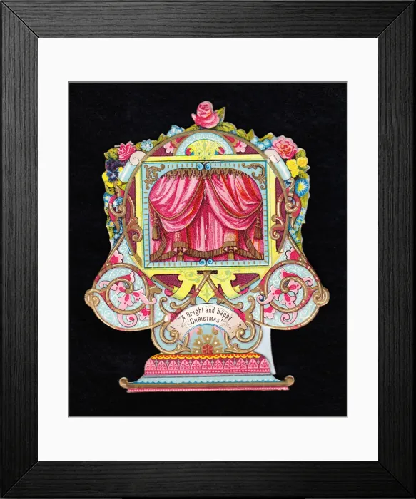 Framed Print : Ornate toy theatre on a cutout Christmas card Framed Print : Ornate toy theatre on a cutout Christmas card