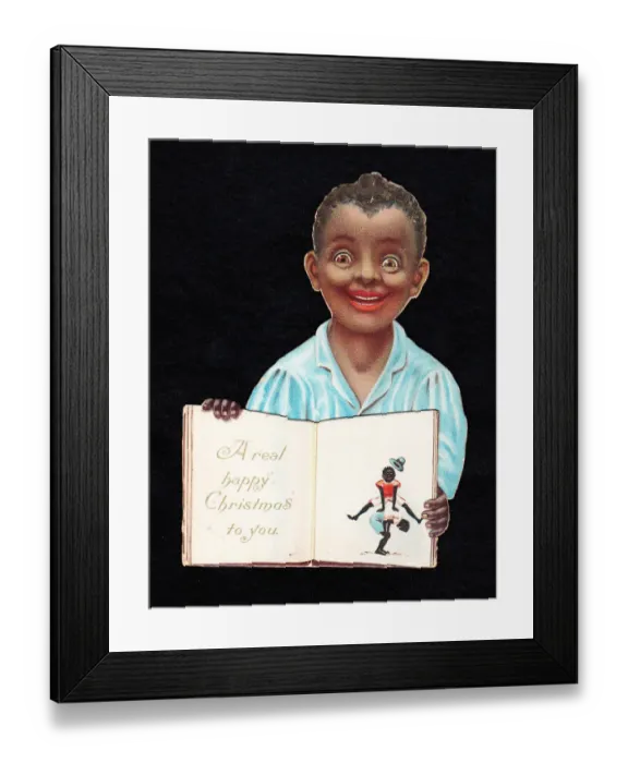 Framed Print : Boy with an open book on a cutout Christmas card Framed Print : Boy with an open book on a cutout Christmas card