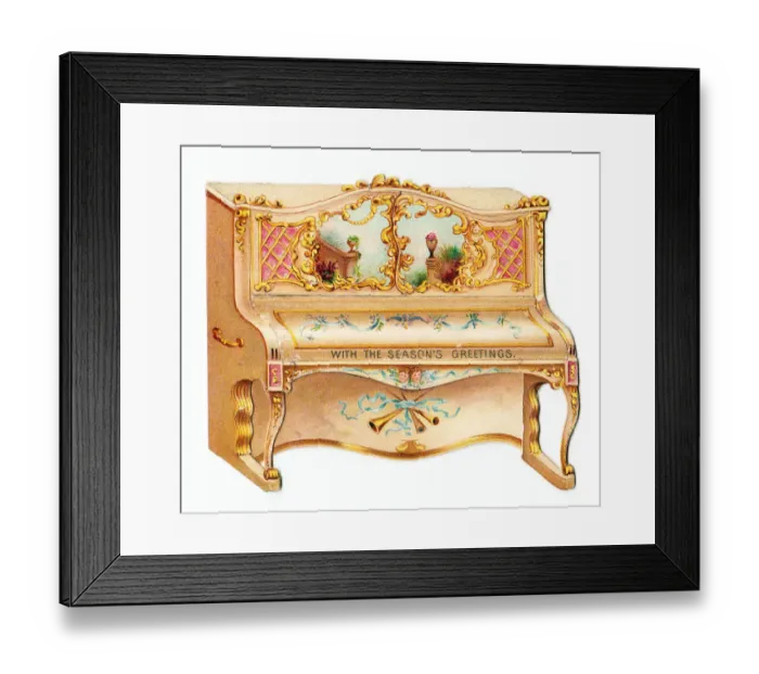 Framed Print : Christmas card in the shape of a piano Framed Print : Christmas card in the shape of a piano