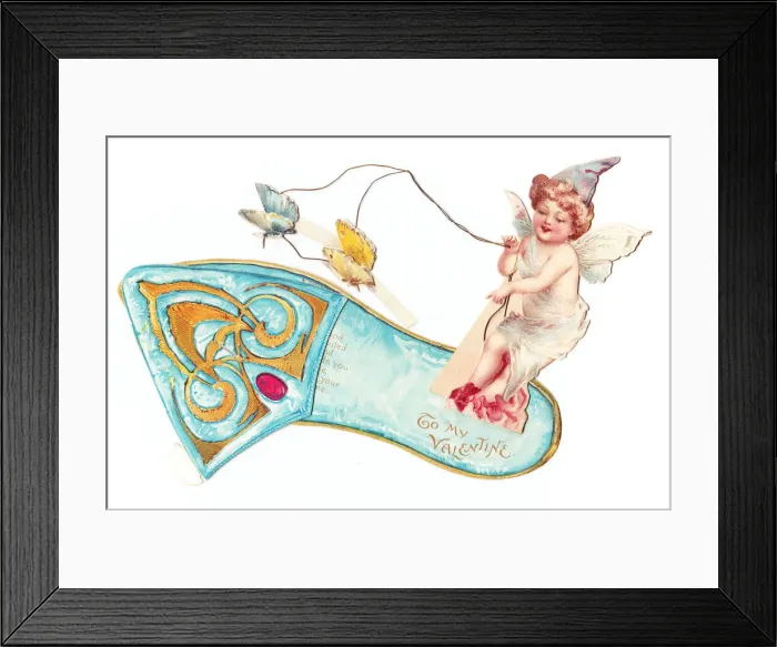 Framed Print : Fairy with butterflies on a Valentines card Framed Print : Fairy with butterflies on a Valentines card