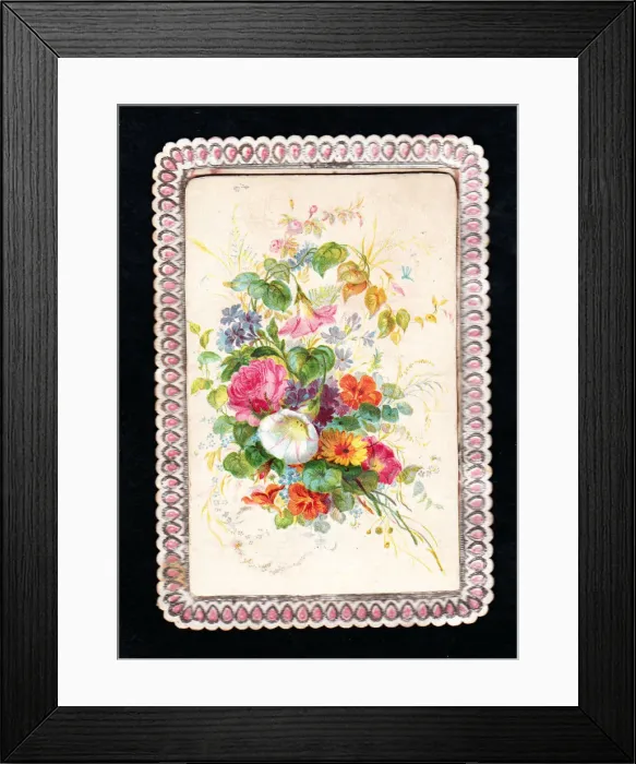 Framed Print : Arrangement of assorted flowers on a greetings card Framed Print : Arrangement of assorted flowers on a greetings card