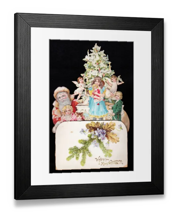 Framed Print : Santa Claus with children on a cutout Christmas card Framed Print : Santa Claus with children on a cutout Christmas card