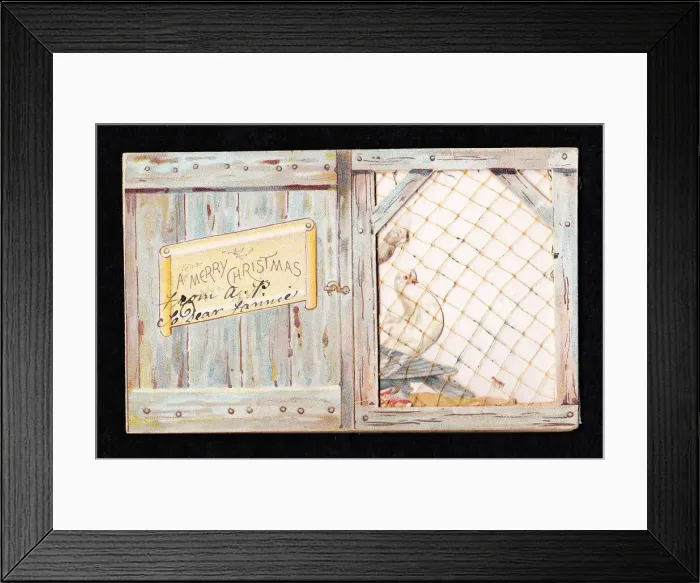 Framed Print : Christmas card in the shape of a wooden bird box Framed Print : Christmas card in the shape of a wooden bird box