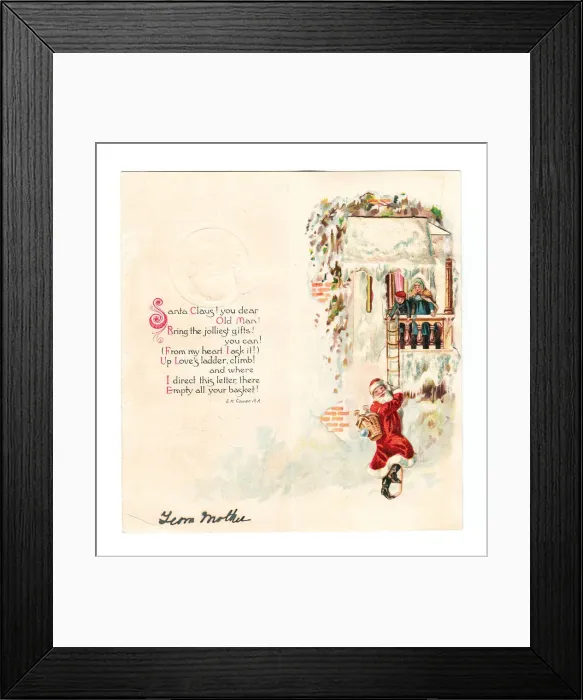 Framed Print : Santa Claus bringing presents on a Christmas card Framed Print : Santa Claus bringing presents on a Christmas card